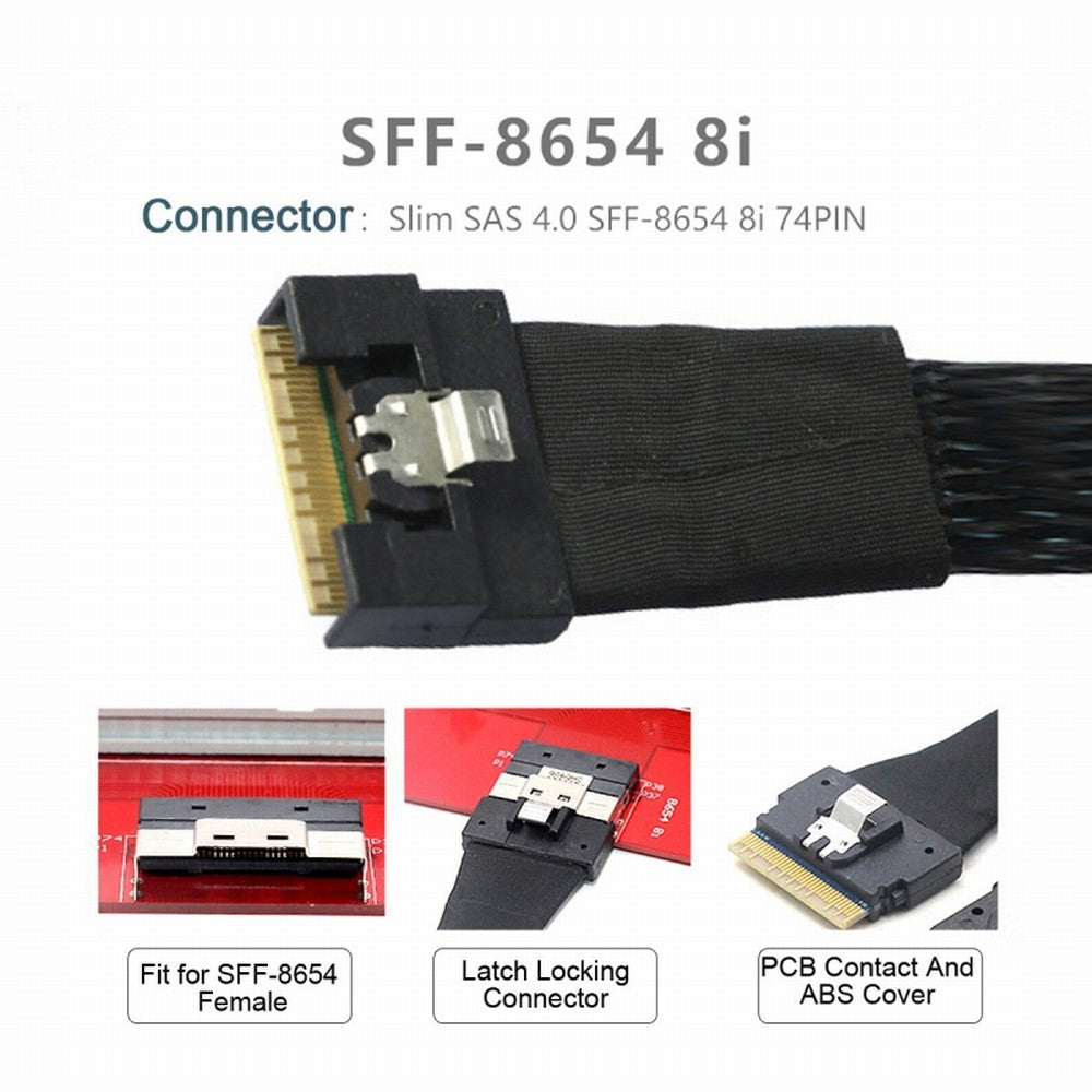 Oculink PCIe PCI-Express SFF-8611 8i to SFF-8654 8i 8x Slimline SSD Data Active Cable 50cm SF-076