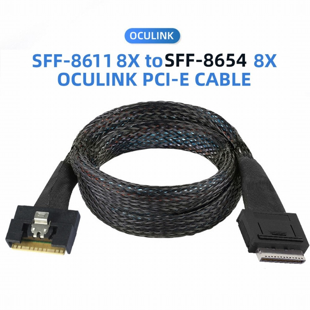 Oculink PCIe PCI-Express SFF-8611 8i to SFF-8654 8i 8x Slimline SSD Data Active Cable 50cm SF-076