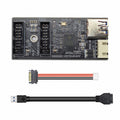 Single 19/20Pin Header to USB 3.0 19/20Pin Dual Ports Female PCBA Type Adapter Splitter HUB 5Gbps U3-084-AF