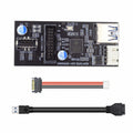 Single 19/20Pin Header to USB 3.0 20Pin & Type-E Dual Ports Female PCBA Type Adapter Splitter HUB 5Gbps U3-084-EF