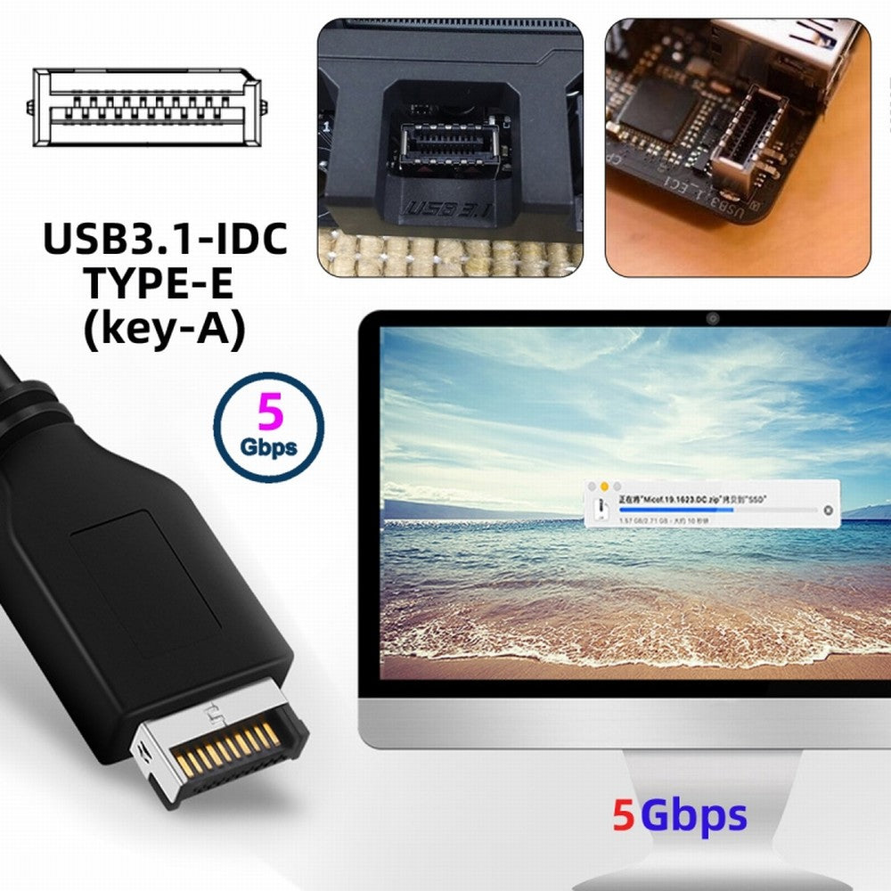 Type-E or 19/20Pin Header to USB 3.0 19/20Pin Dual Ports Female PCBA Type Adapter Splitter HUB 5Gbps U3-084-AF+UC-117