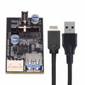 Type-E or 19/20Pin Header to USB 3.0 20Pin & Type-E Dual Ports Female PCBA Type Adapter Splitter HUB 5Gbps U3-084-EF+UC-117