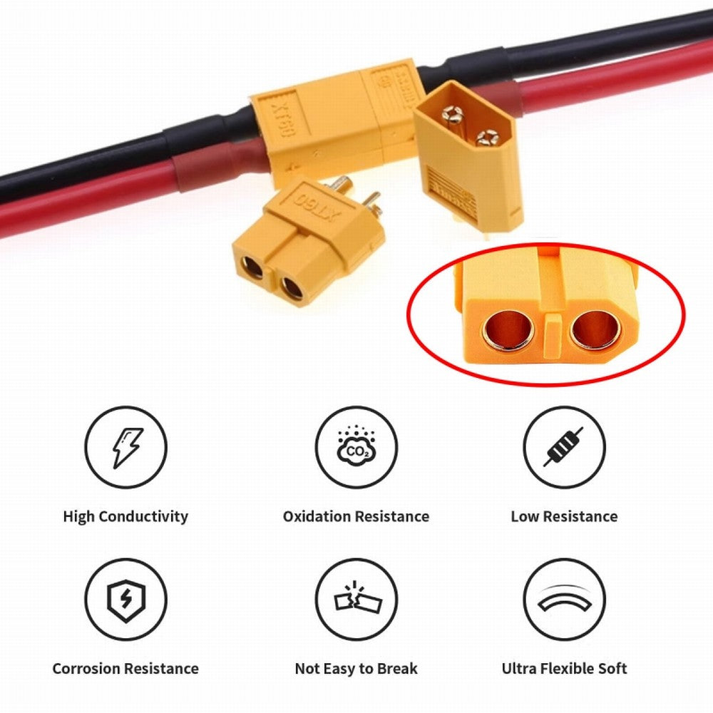 XT60 Female to Female 12AWG Extension Cable Connector for RC Battery Portable Power Station Solar Panel PW-052-FF