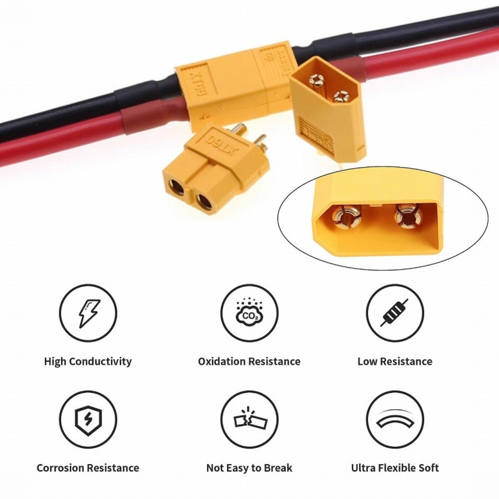 XT60 Male to Male 12AWG Extension Cable Connector for RC Battery Portable Power Station Solar Panel PW-052-MM