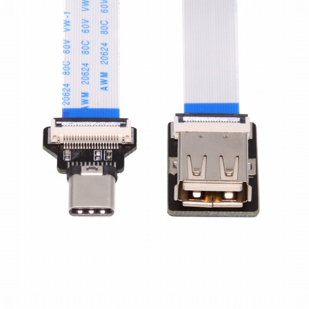 OTG USB-C Type-C Male Host to USB 2.0 Type-A Female Target Data Flat Slim FPC Cable 13cm for FPV Disk Phone Laptop UC-019-AF