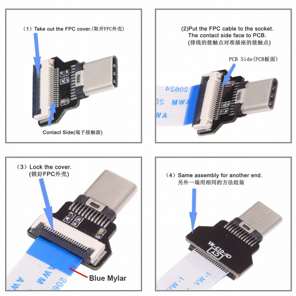 OTG USB-C Type-C Male Host to USB 2.0 Type-A Female Target Data Flat Slim FPC Cable 13cm for FPV Disk Phone Laptop UC-019-AF