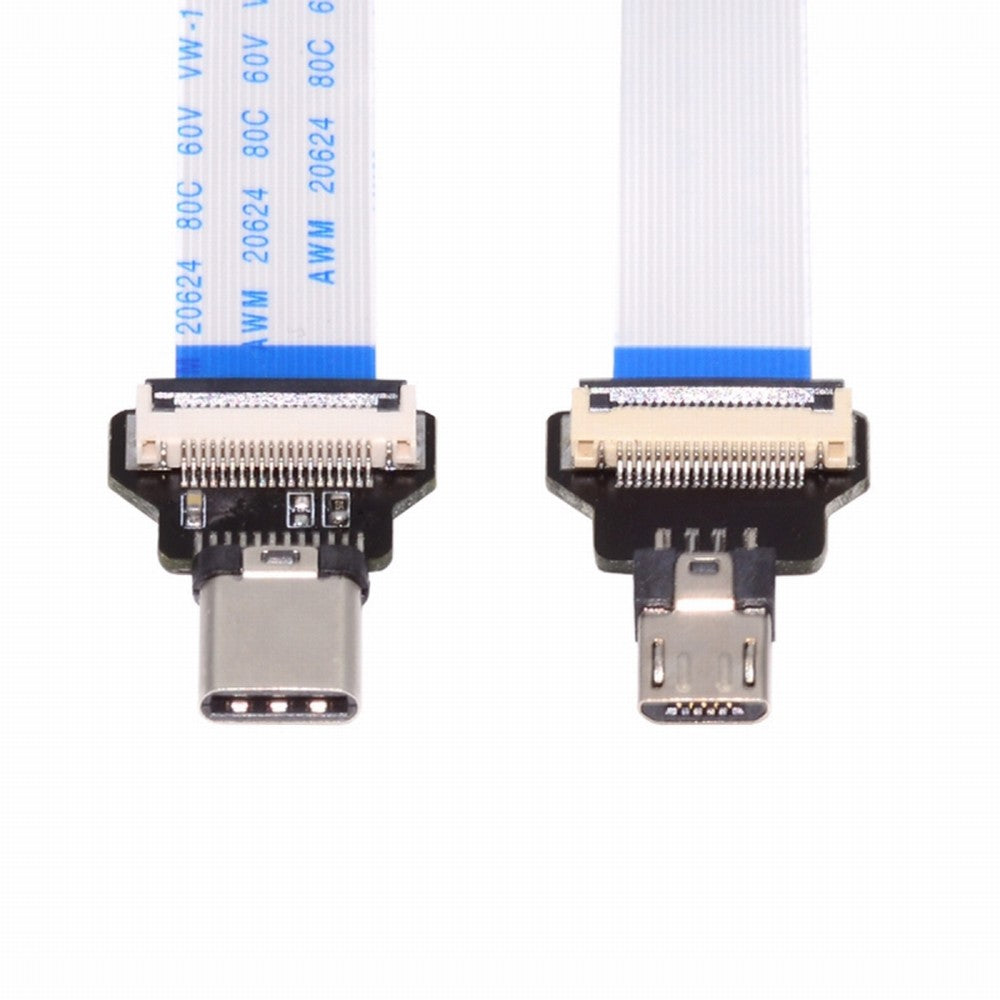 OTG USB-C Type-C Male Host to 5Pin Micro USB 2.0 Male Target Data Flat Slim FPC Cable 13cm for FPV Disk Phone Laptop UC-019-MM
