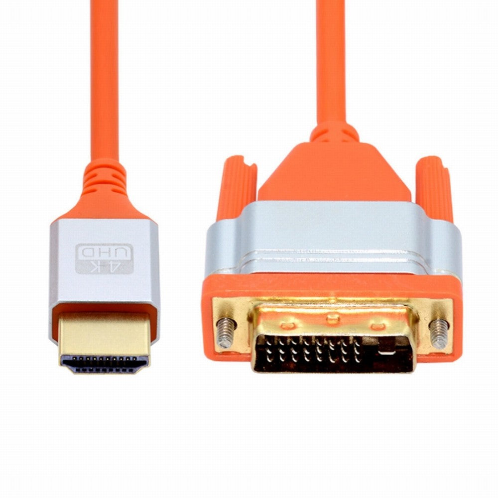 HDMI 4K to DVI Ultra Soft High Flex HDTV Cable Hyper Super Flexible Cord High Speed Type-A Male to 24+1 Male for Computer HDTV CC-HD-041