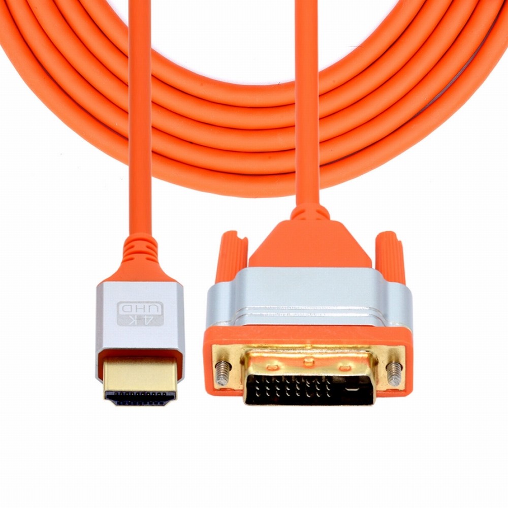 HDMI 4K to DVI Ultra Soft High Flex HDTV Cable Hyper Super Flexible Cord High Speed Type-A Male to 24+1 Male for Computer HDTV CC-HD-041