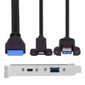 USB3.0 Motherboard 19/20Pin to USB-C Type-C & USB 3.0 Dual Ports Female PCI-E Back Panel 5Gbps Cable UC-020-AC