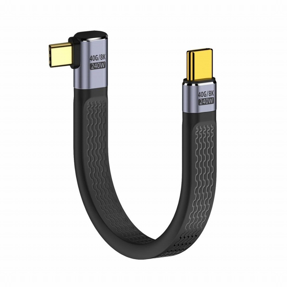 Right Angled 240W Type-C USB-C Male to Male USB4 40Gbps 100W 8K Flat Slim FPC Data Cable for Laptop Phone 13cm UC-002-0.13R