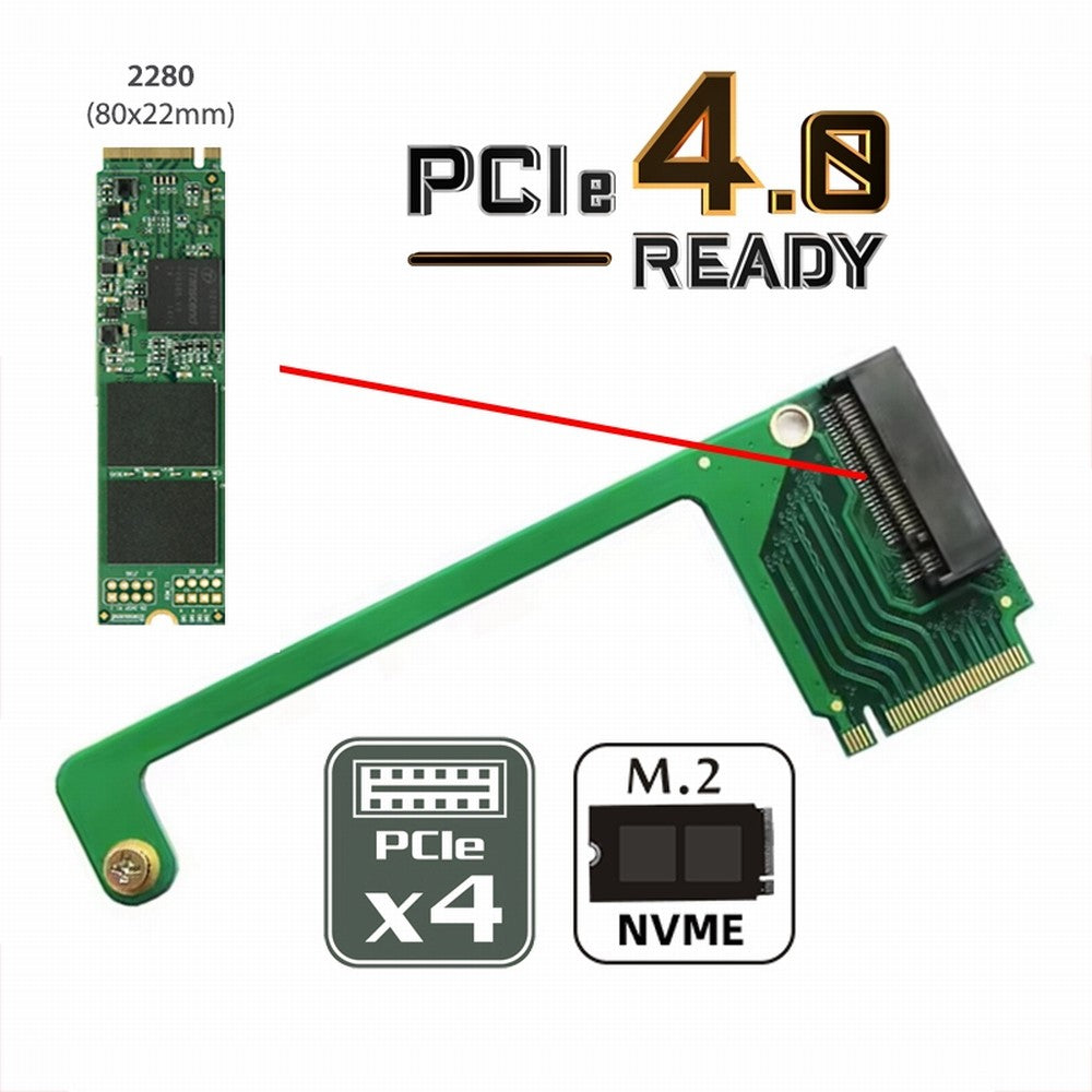 NVME M-Key 22x30mm to 22x80mm Angled Extension SSD Upgrade Adapter Compatible with ROG Ally Gaming EP-022-2280MM