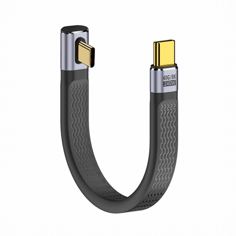 Low Profile Angled 240W Type-C USB-C Male to Male USB4 40Gbps 100W 8K Flat Slim FPC Data Cable for Laptop Phone 13cm UC-002-0.13L