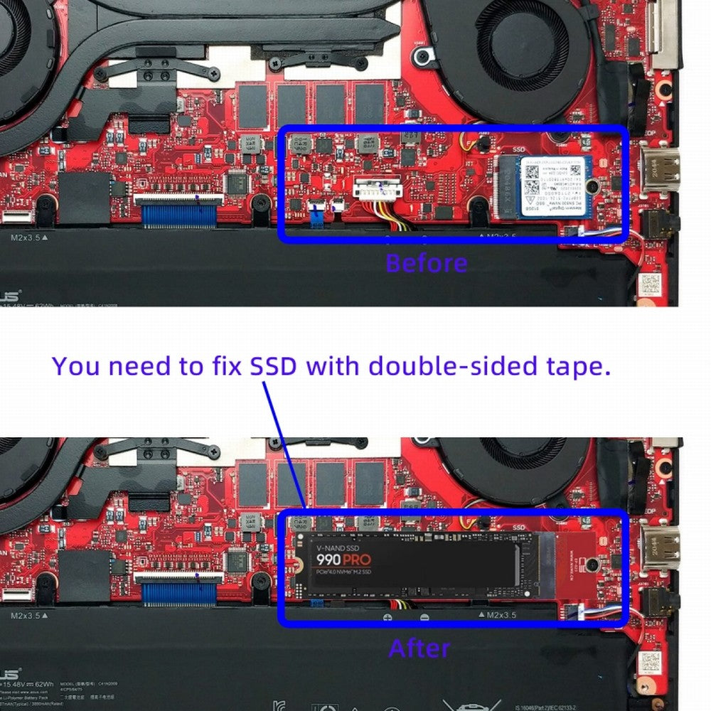 NVME M-Key 22x30mm to 22x80mm NGFF Extension SSD Upgrade Adapter Compatible with ROG Flow X13 Gamings Laptop EP-023