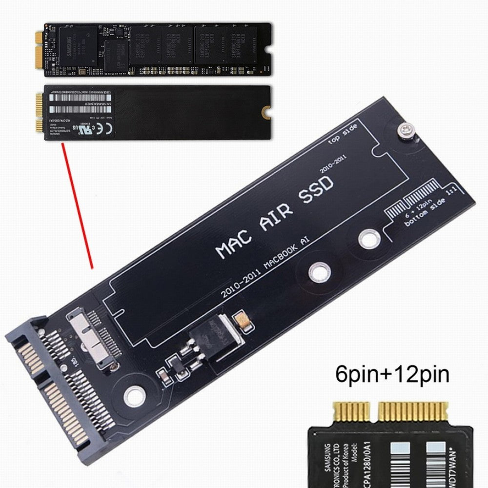 PCBA 12+6pin SSD HDD to SATA 22Pin Hard Disk Cartridge Drive for Apple 2010 2011 Macbook Air A1369 A1370 SSD SA-071
