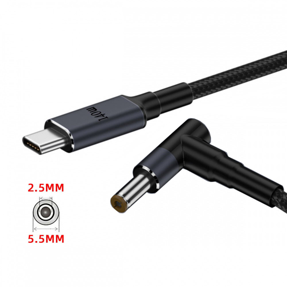 Type C USB-C Input to 20V DC 5.5*2.5mm Output Power 100W 135W 140W 65W PD Charge Cable for Laptop UC-065-5525MM