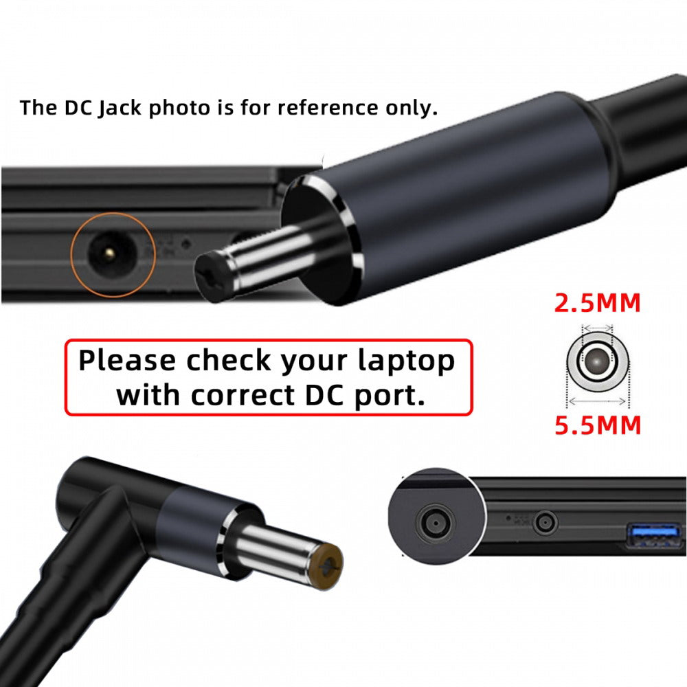 Type C USB-C Input to 20V DC 5.5*2.5mm Output Power 100W 135W 140W 65W PD Charge Cable for Laptop UC-065-5525MM
