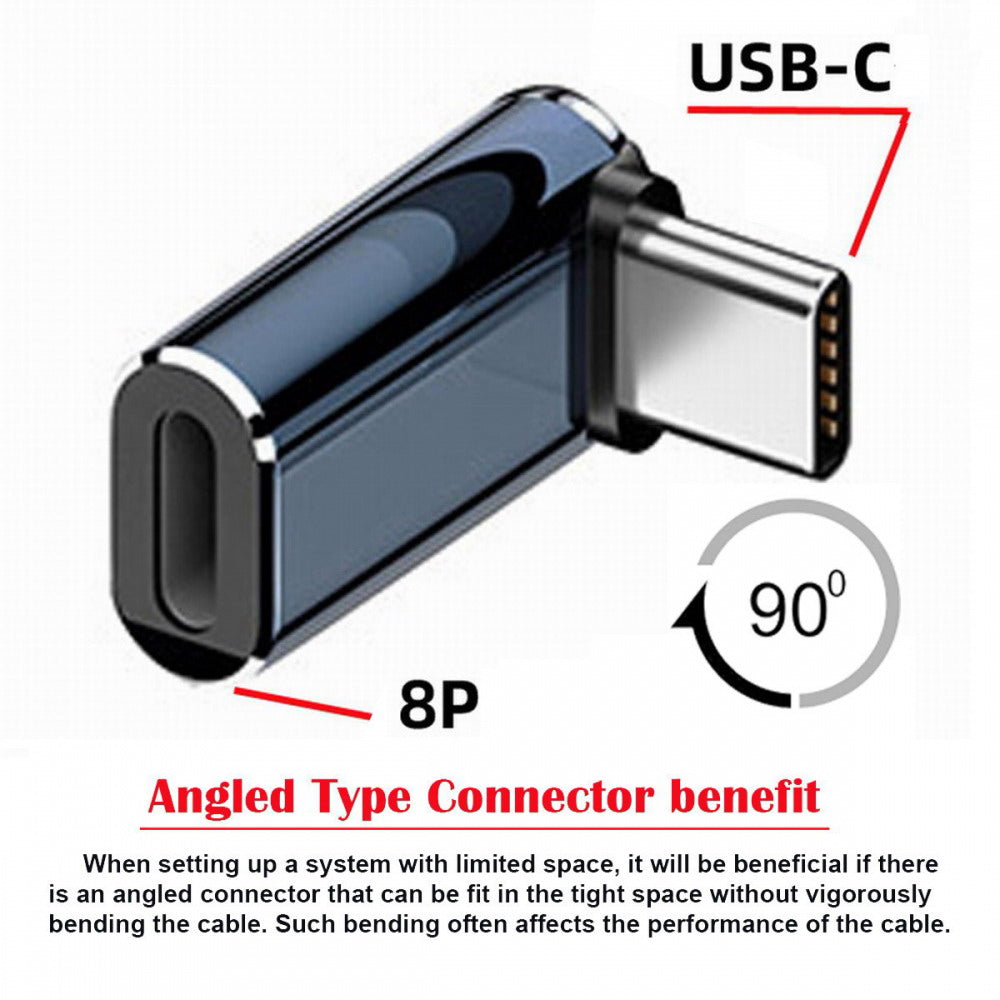 USB-C Type C Male to 8P Female 27W Power 480Mbps Data Adapter Up Down Angled Compatible with iPhone 15 & Android & Tablet U2-058-LT018