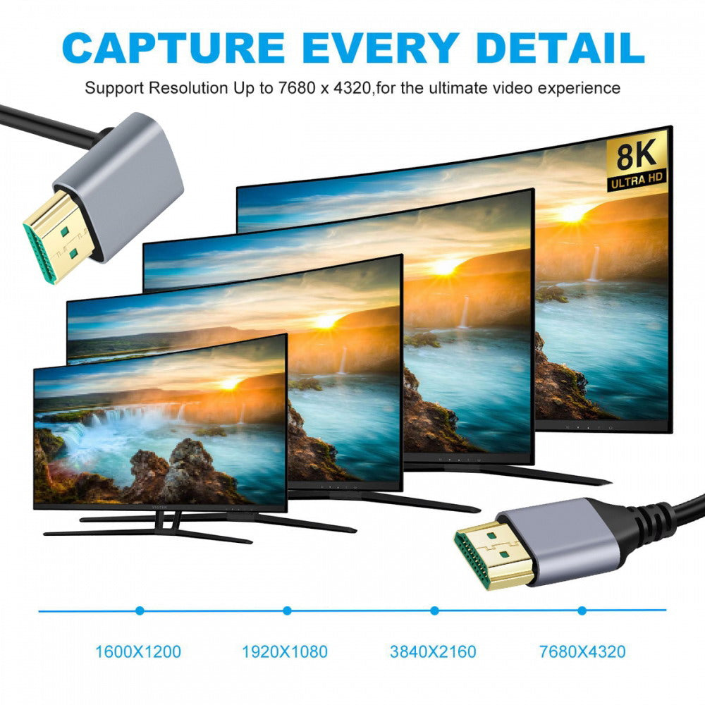 HDMI 2.1 Ultra Thin HDTV Cable 8K 4K Hyper Super Flexible Slim Cord Up Angled 90 Degree Type-A Male to Male for Computer HDTV CC-HD-028-UP