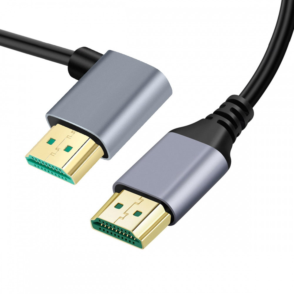HDMI 2.1 Ultra Thin HDTV Cable 8K 4K Hyper Super Flexible Slim Cord Left Angled 90 Degree Type-A Male to Male for Computer HDTV CC-HD-028-LE