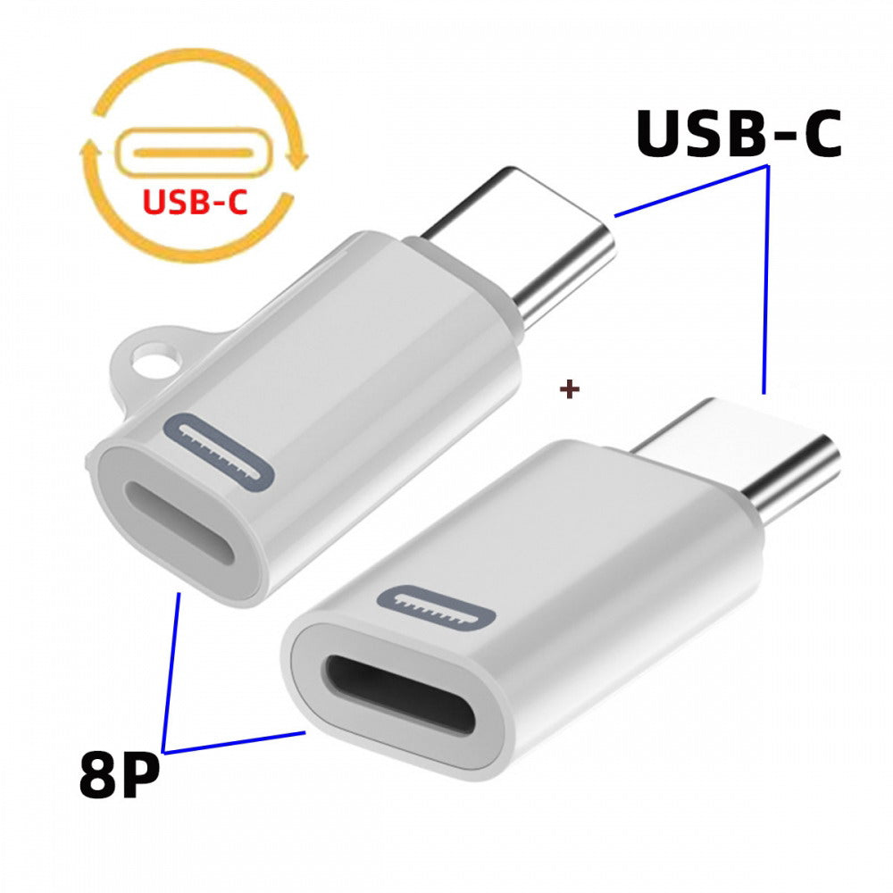 2pcs/set USB-C Type C Male to 8P Female 27W Power 480Mbps Data Adapter Compatible with iPhone 15 & Android & Tablet U2-058-LT020