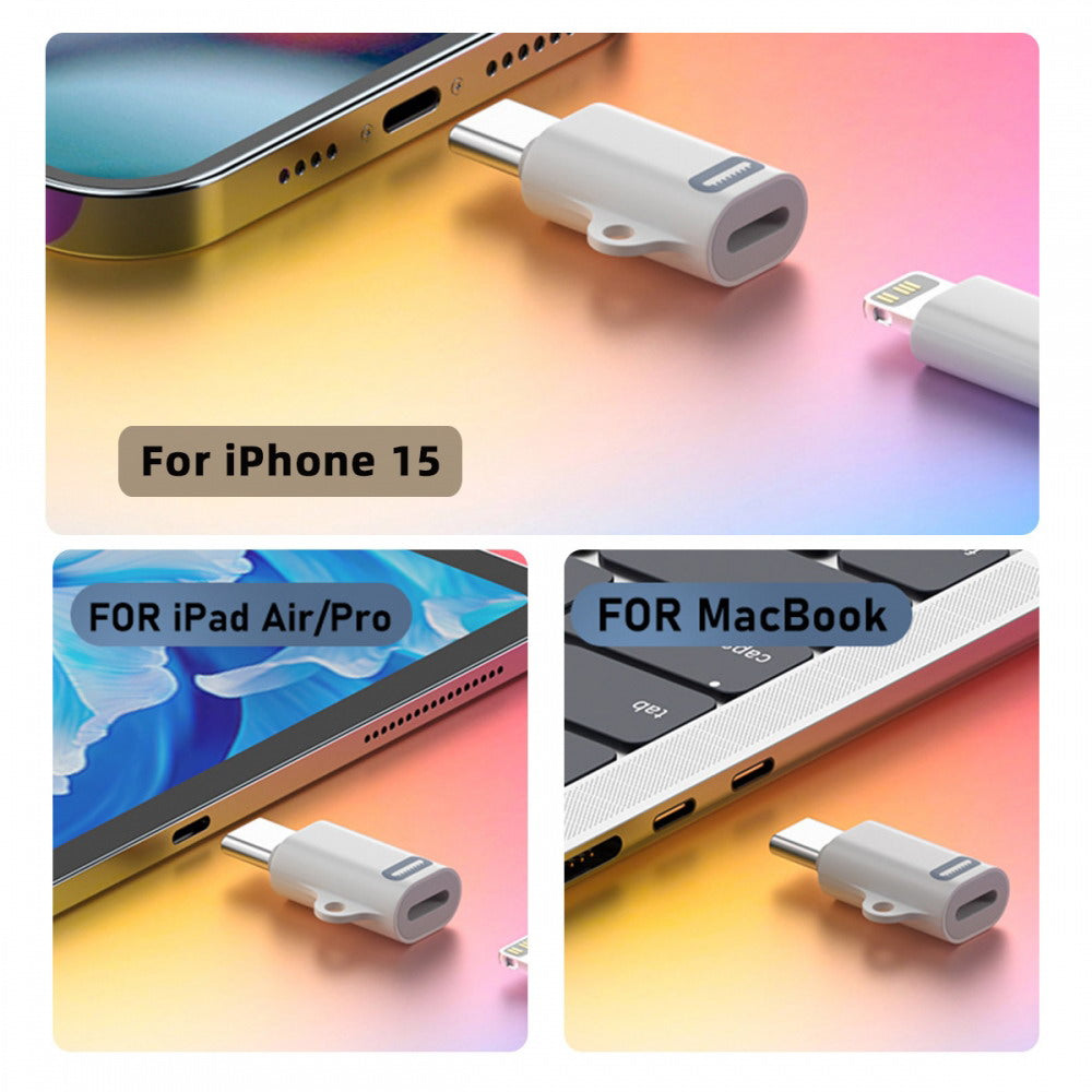 2pcs/set USB-C Type C Male to 8P Female 27W Power 480Mbps Data Adapter Compatible with iPhone 15 & Android & Tablet U2-058-LT020