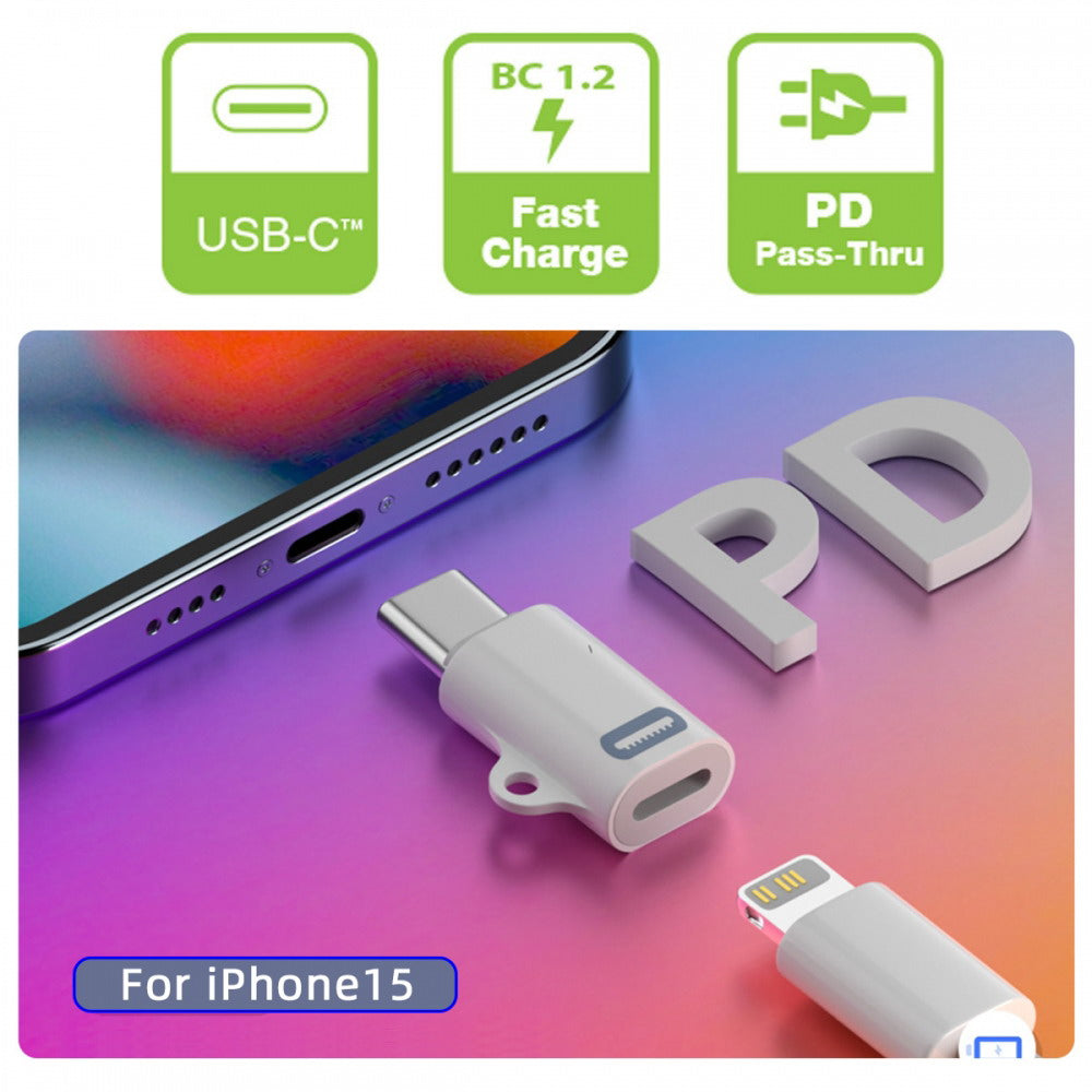 2pcs/set USB-C Type C Male to 8P Female 27W Power 480Mbps Data Adapter Compatible with iPhone 15 & Android & Tablet U2-058-LT020