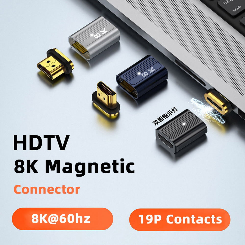 Magnetic Connector 8K Type-A HDMI 2.1 Male to Female Straight Video Adapter for Laptop HDTV HD-042-MF