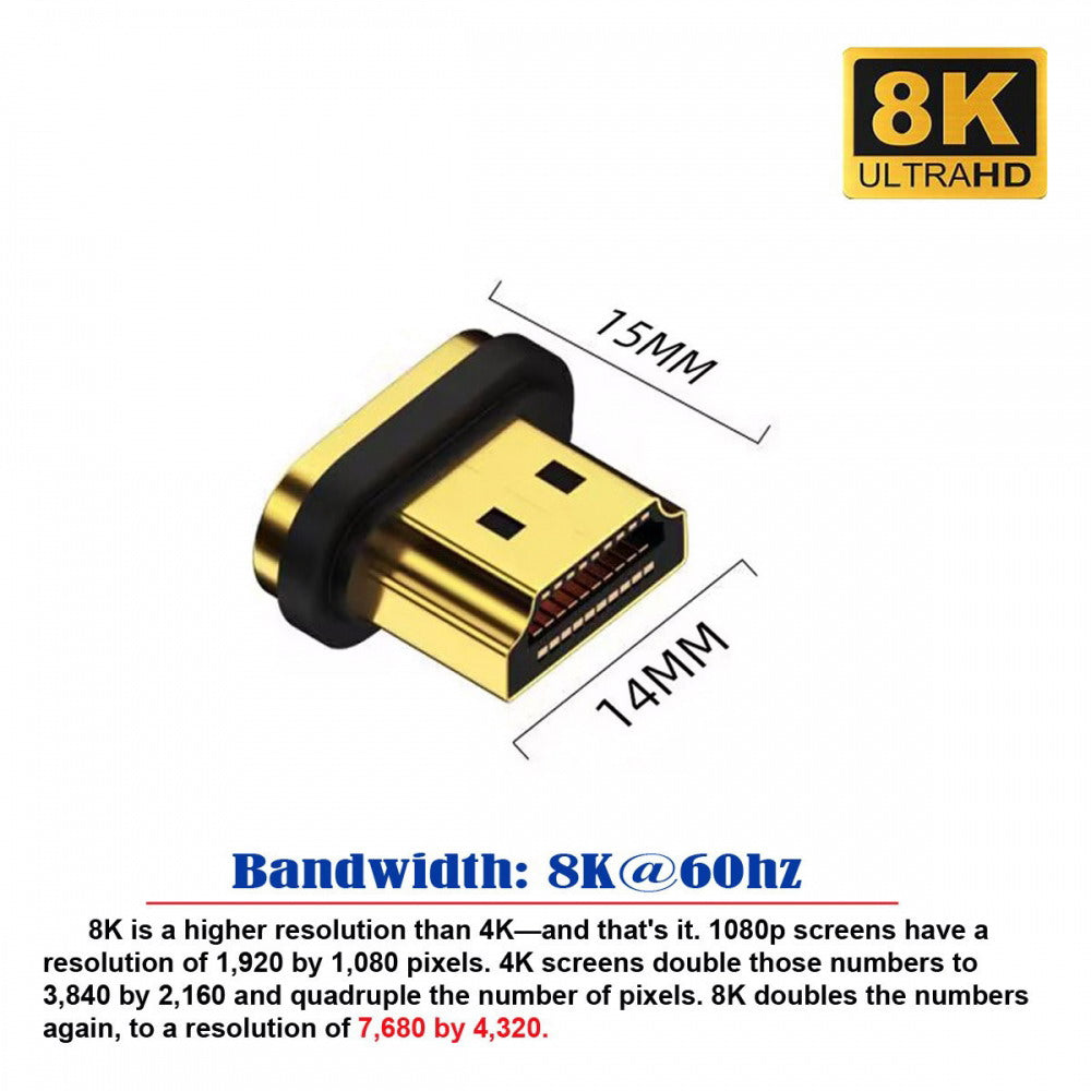 Magnetic Separate Connector 8K Type-A HDMI 2.1 Male Straight 19Pin Contacts Video Adapter for Laptop HDTV HD-042-AM