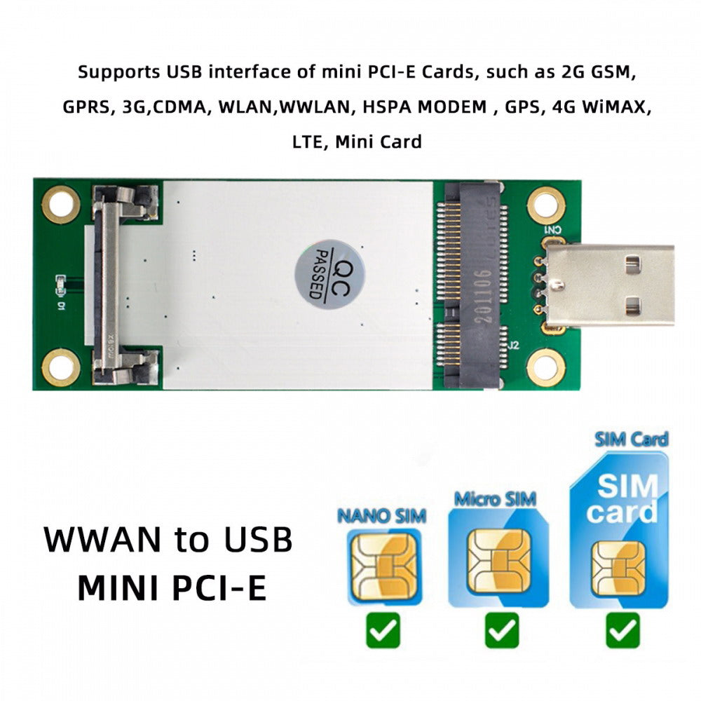 Mini PCI-E Wireless WWAN to USB Adapter Card with SIM Card Slot Module Testing Tools EP-042