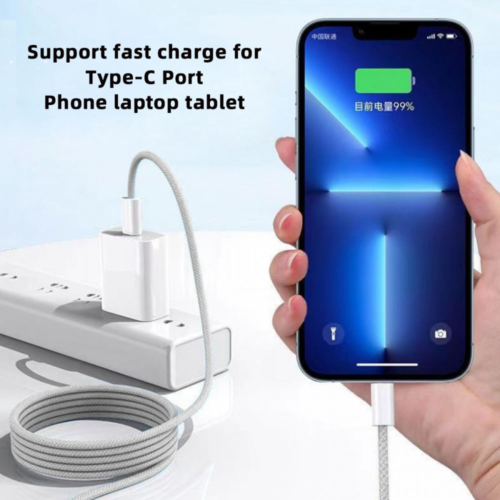 USB-C Type C Male to Male PD 27W 65W Power 480Mbps Data Cable White Sleeve for Phone & Tablet & Laptop UC-072-SL