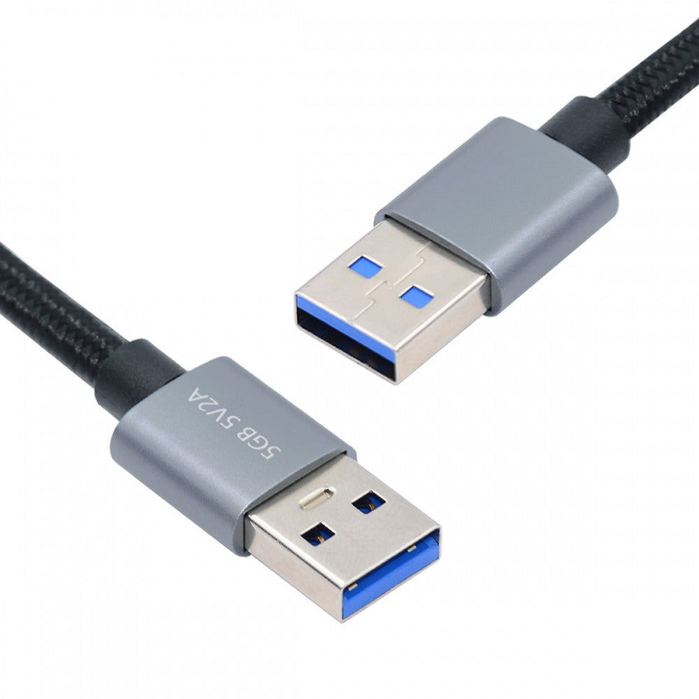USB 3.0 Type-A Male to USB3.0 A Male Cable Silver 5Gbps for Disk SSD Camera Data 30cm U3-075-AM