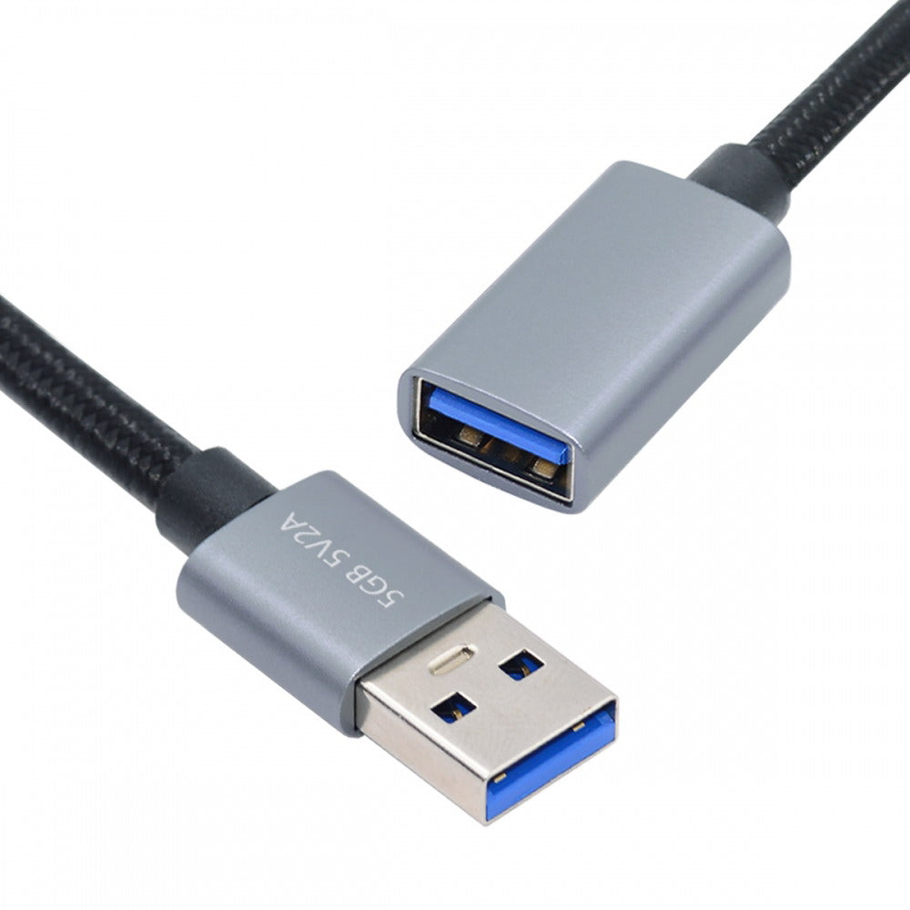 USB 3.0 Type-A Male to USB3.0 A Female Cable Extension Silver 5Gbps for Disk SSD Camera Data 30cm U3-075-AF