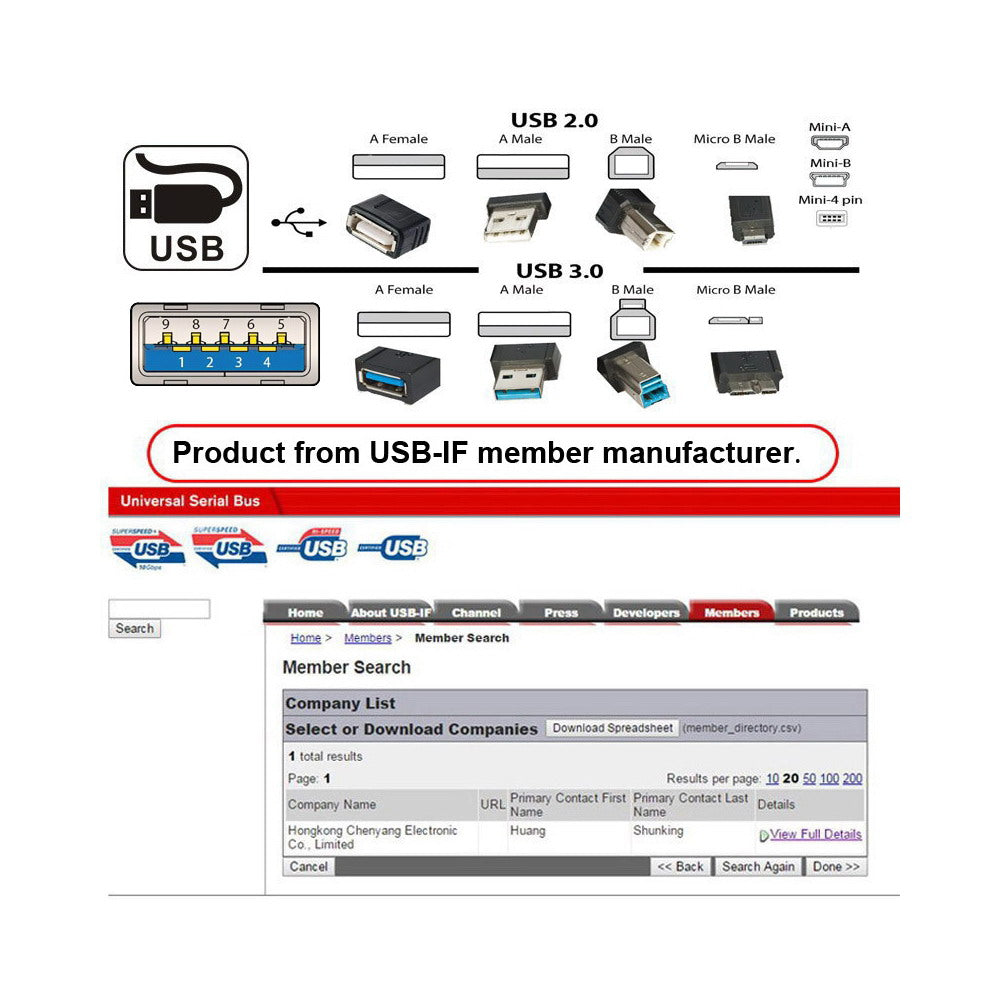 USB 3.0 Type-A Male to USB3.0 A Female Cable Extension Silver 5Gbps for Disk SSD Camera Data 30cm U3-075-AF