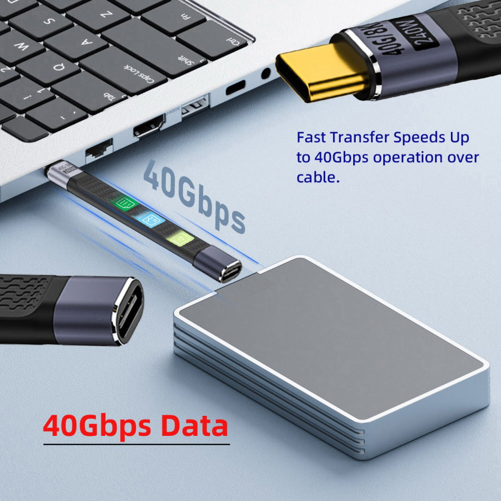 USB4 Extension Cable 13cm Slim Flat Male to Female 40Gbps with 240W Power and 8K@60Hz Video UC-040-0.13W