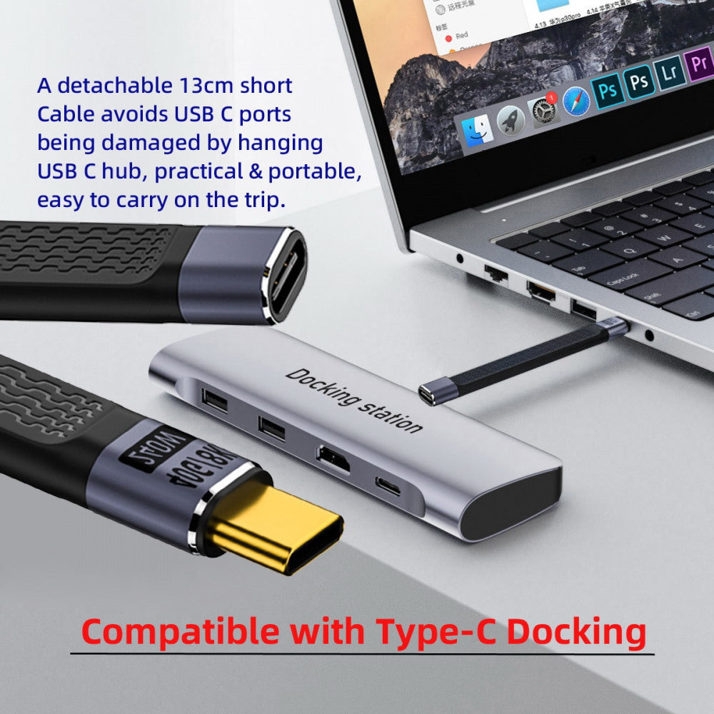 USB4 Extension Cable 13cm Slim Flat Male to Female 40Gbps with 240W Power and 8K@60Hz Video UC-040-0.13W