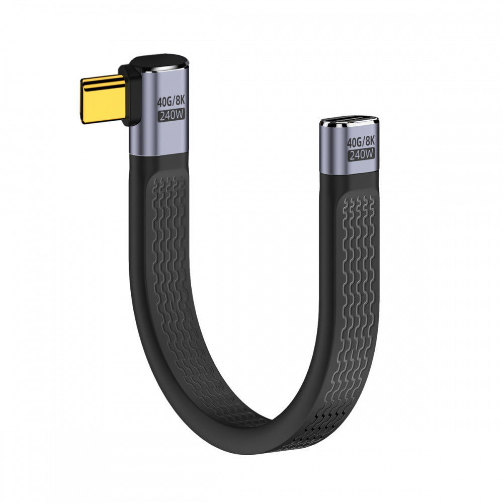 Right Angled USB4 Extension Cable 13cm Slim Flat Male to Female 40Gbps with 240W Power and 8K@60Hz Video UC-040-0.13R