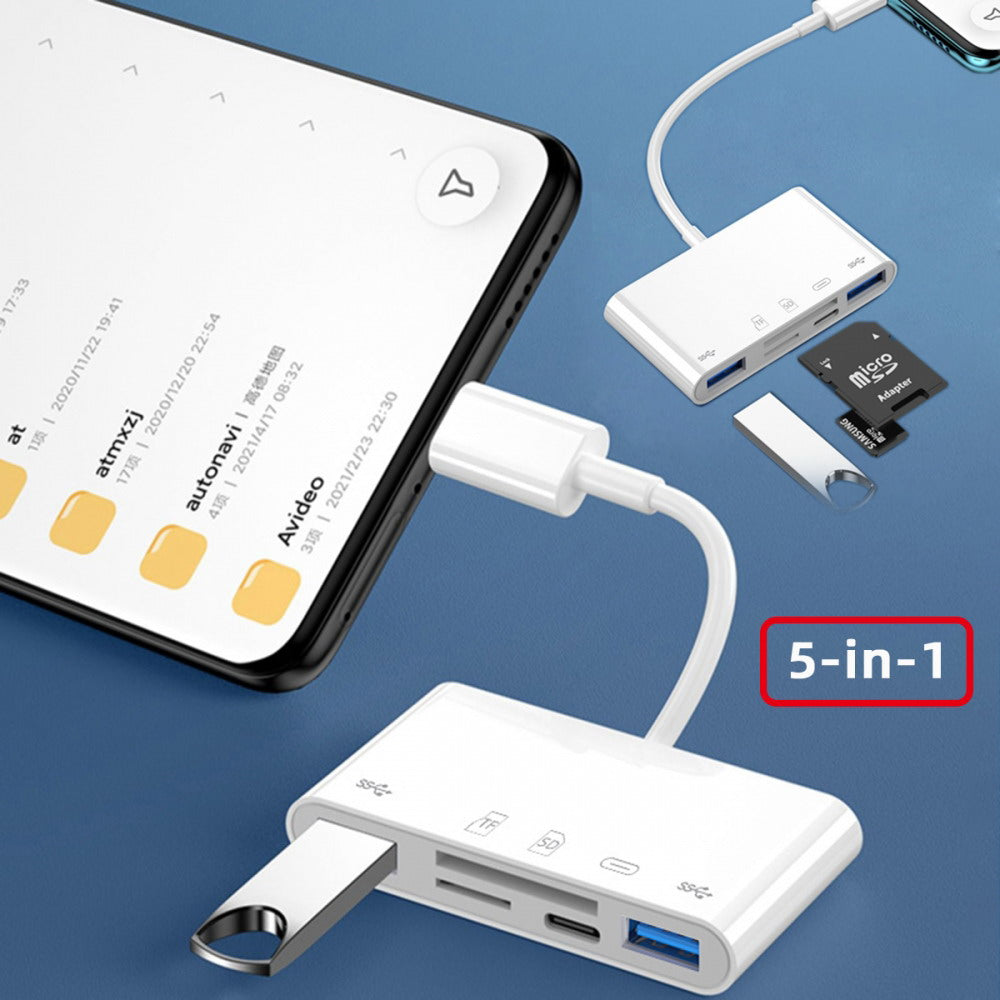 USB 2.0 Type C USB-C to TF Micro SD SDXC Dual USB3.0 Female Card Reader PD 27W Adapter for Laptop Tablet Phone UC-155-SD005