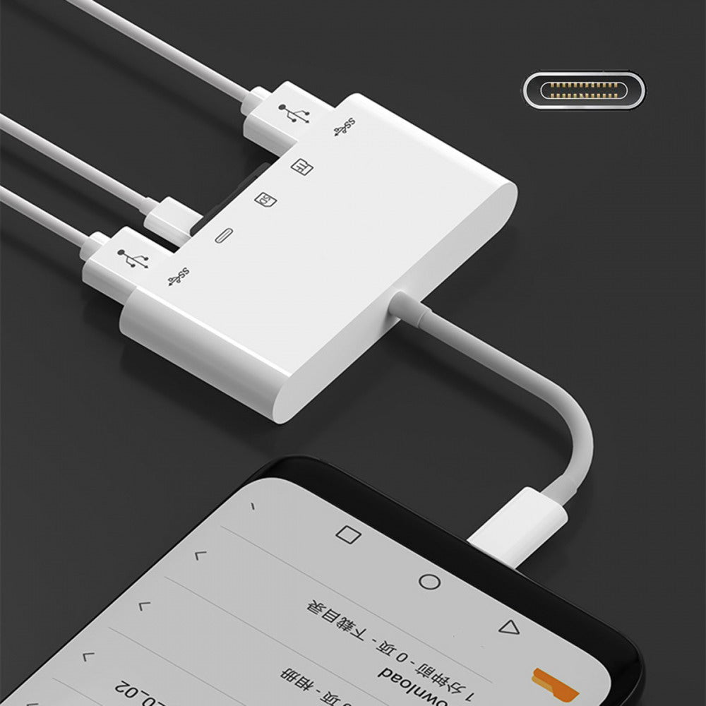 USB 2.0 Type C USB-C to TF Micro SD SDXC Dual USB3.0 Female Card Reader PD 27W Adapter for Laptop Tablet Phone UC-155-SD005