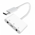 Type C USB-C to Dual 3.5mm Audio AUX & MIC Sound Card with PD Power Charge Adapter Compatible with Laptop Tablet Phone UC-155-TC005