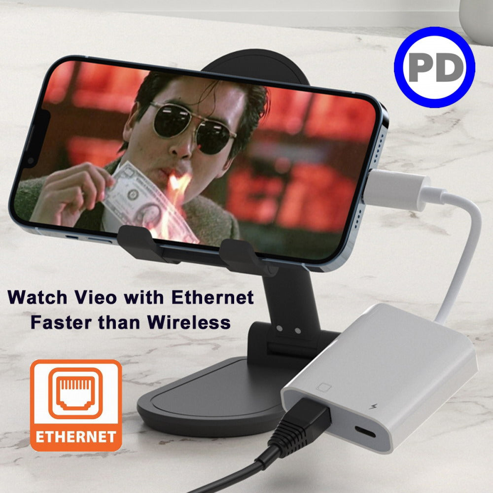 Type C USB-C to 100Mbps Networking RJ45 with PD Power Charge Adapter Compatible with Laptop Tablet Phone UC-155-TC006