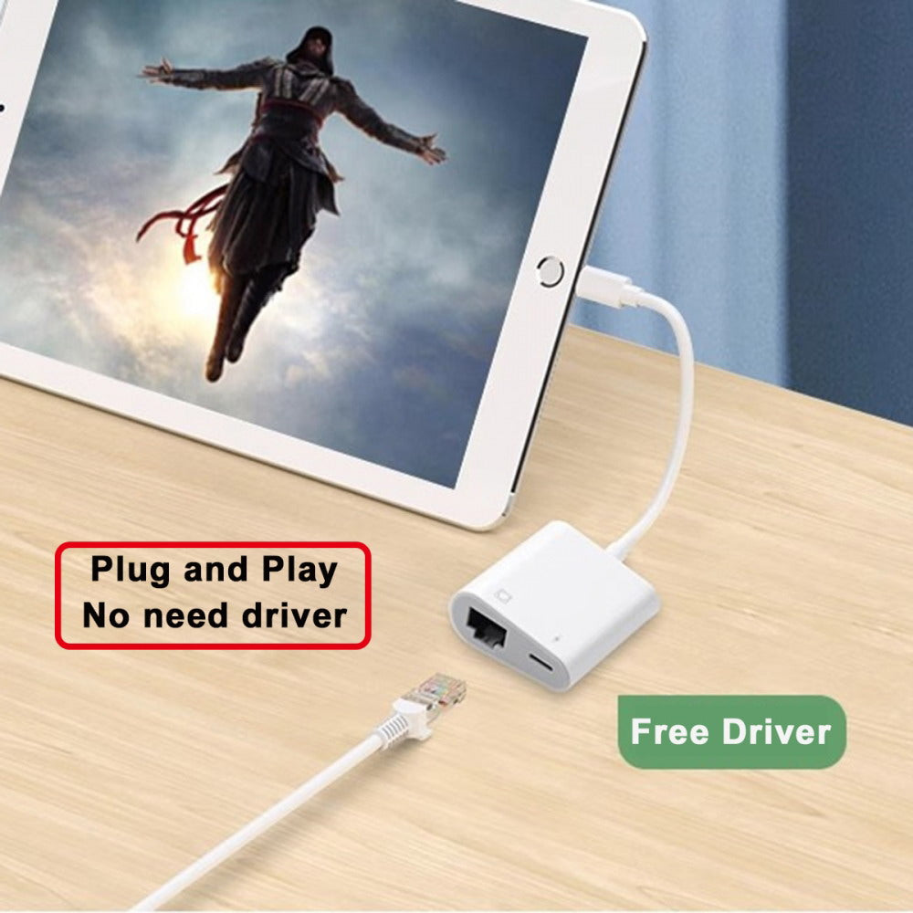 Type C USB-C to 100Mbps Networking RJ45 with PD Power Charge Adapter Compatible with Laptop Tablet Phone UC-155-TC006