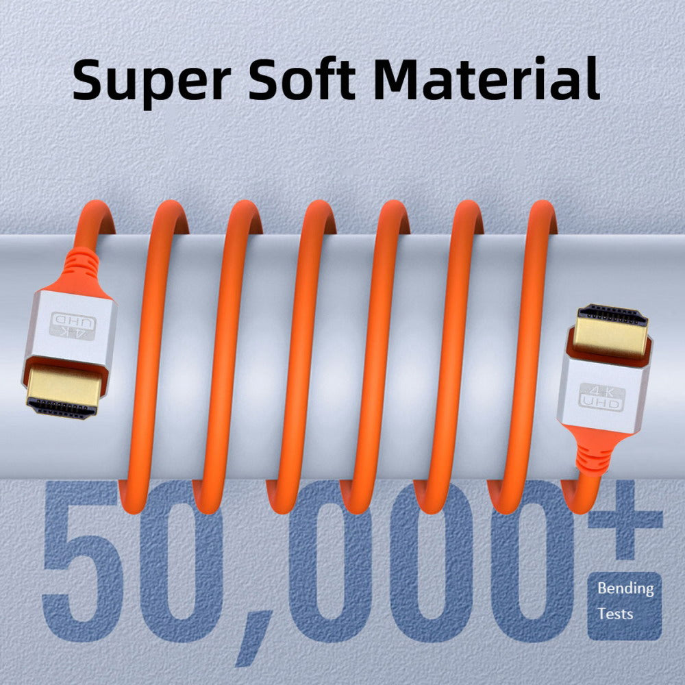 HDMI 4K to HDMI Ultra Soft High Flex HDTV Cable Hyper Super Flexible Cord High Speed Type-A Male to Male for Computer HDTV CC-HD-003