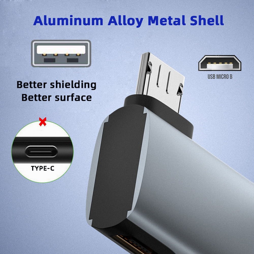 Micro USB 2.0 to Type-A Female OTG Host Adapter 90 Degree Right Angled with USB Power for Phone Tablet U2-009-RI