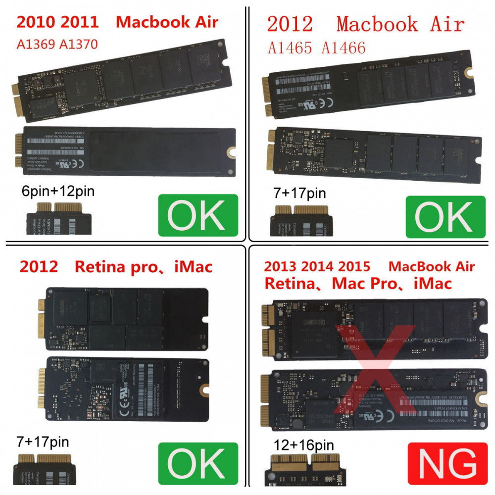 2.5inch SATA 22Pin to 2010 2011 2012 Mac Air Pro Retina SSD 12+6Pin 17+7Pin A1425 A1398 MC975 MC976 Case Enclosure SA-072
