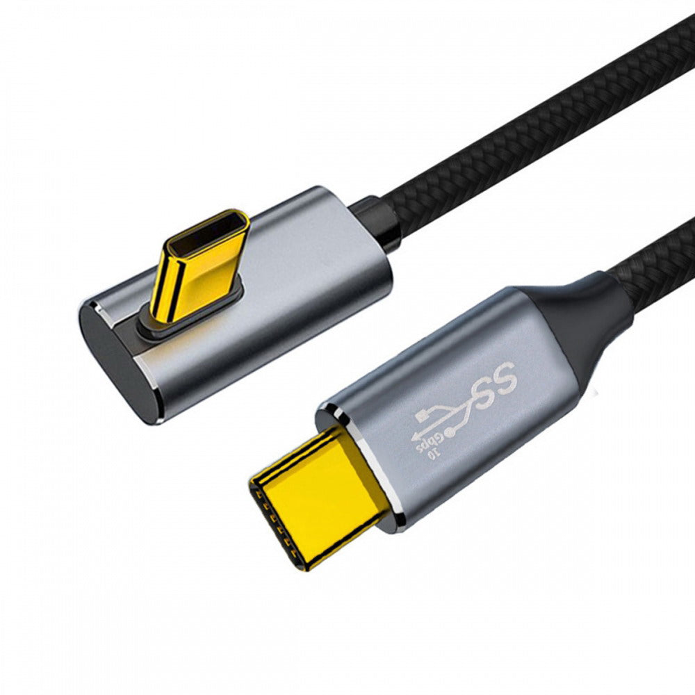 90 Degree Low Profile Angled Type-C USB-C Male to Male USB3.1 10Gbps 100W Data Cable for Laptop Phone UC-064-LP