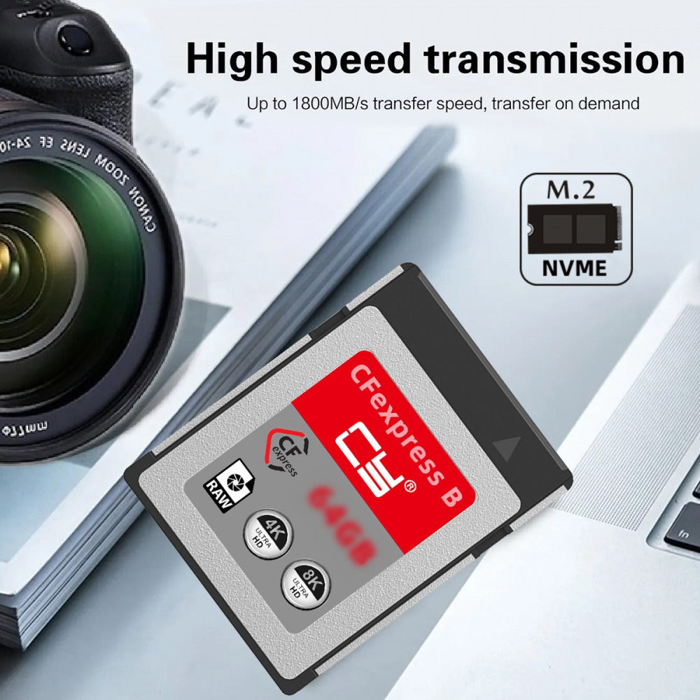CFexpress Type-B 128GB Memory Card CFE CFB Adapter Compatible with XS Camera 8K RAW PCIe Expansion SA-079-128G