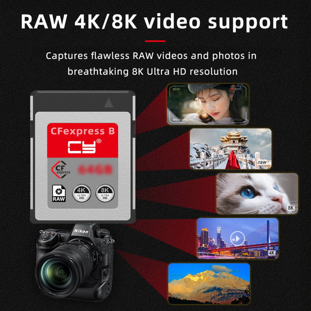 CFexpress Type-B 64GB Memory Card CFE CFB Adapter Compatible with XS Camera 8K RAW PCIe Expansion SA-079-064G