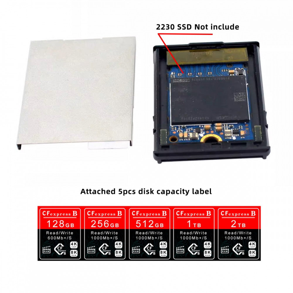 CFexpress Type-B to NVME 2230 Memory Card Kit Case CFE CFB NGFF M-key Adapter Compatible with XS Camera 8K RAW PCIe Expansion SA-046-CFB