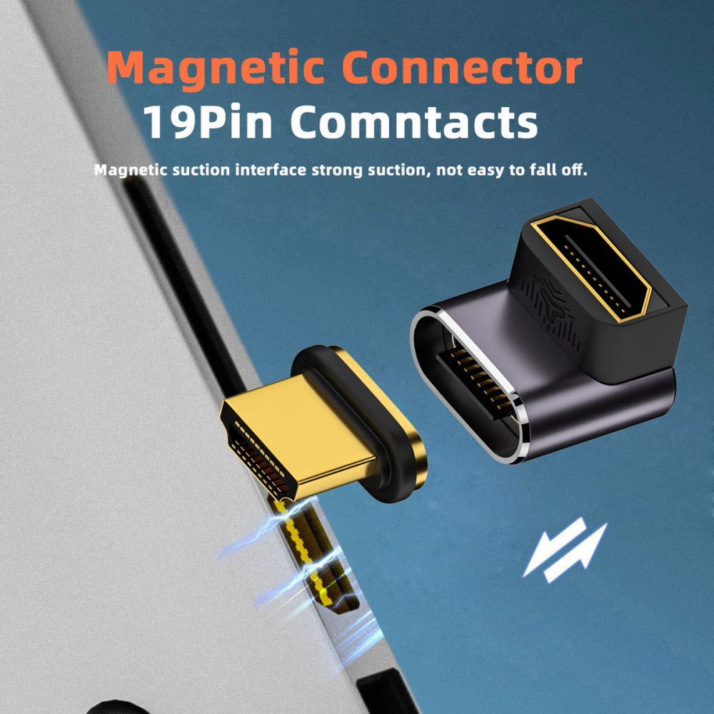 90 Degree Up Angled Magnetic 8K Type-A HDMI 2.1 Male to Female Straight Video Adapter for Laptop HDTV HD-042-UP